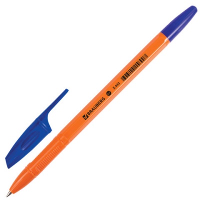 Ручка шариковая BRAUBERG "X-333 Orange", корпус оранжевый, узел 0,7 мм, линия 0,35 мм, синяя, BP167