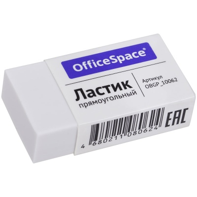 Ластик OfficeSpace, прямоугольный, термопластичная резина, картонный футляр, 38*20*10мм OBGP_10062