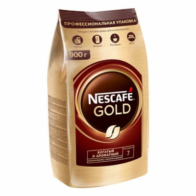 Кофе молотый в растворимом NESCAFE (Нескафе) "Gold", сублимированный, 900 г, мягкая упаковка, 01968