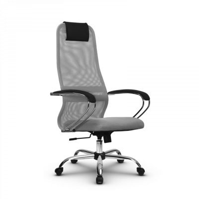 Кресло МЕТТА BK-8, светло-серый/светло-серый, хром (SU-B-8/подл.131/осн.003)