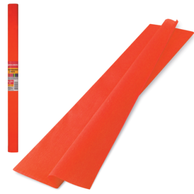 Цветная бумага крепированная плотная, растяжение до 45%, 32 г/м2, BRAUBERG, рулон, оранжевая, 50х250