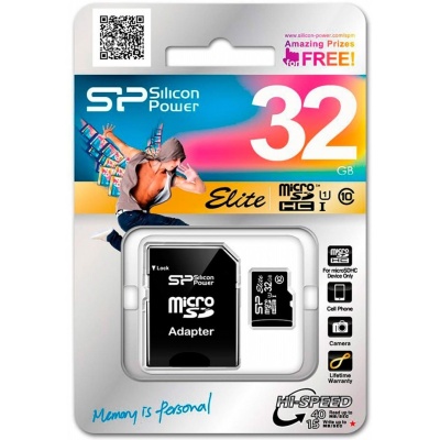 Флеш карта microSD 32GB Silicon Power microSDHC Class 10 (SD адаптер)