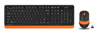 Набор беспроводной клавиатура + мышь A4 Fstyler FG1010, USB, черный+оранжевый