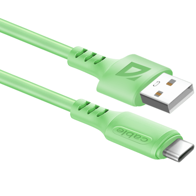 DEFENDER USB кабель F207 TYPEC, green, 1м, 2.4А, силикон, пакет [87070]