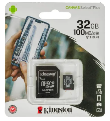 Карта памяти microSD  UHS-I U1 KINGSTON Canvas Select Plus 32 ГБ, 100 МБ/с, Class 10, SDCS2/32GBSP