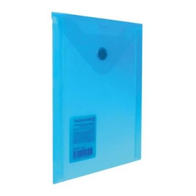 Папка-конверт с кнопкой, А6, синяя, 0,18 мм, BRAUBERG, 227317