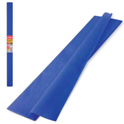 Цветная бумага крепир. плотная, растяж. до 45%, 32 г/м2, BRAUBERG, рулон, синяя, 50х250 см, 126535