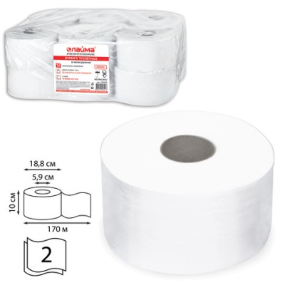 Бумага туалетная LAIMA PREMIUM(Система T2) 2-слойная 12 рулонов по 170 метров, цвет белый, 126092