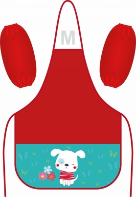 Фартук + нарукавники Милашка, 3 кармана, 45 x 54 см, цвет красный, с рисунком PA0004-02