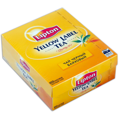 Чай LIPTON "Yellow Label", черный, 100 пакетиков с ярлычками по 2г.
