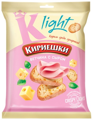 Сухарики Кириешки Light со вкусом ветчины с сыром, 33 г