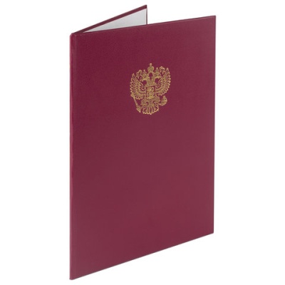 Папка адресная бумвинил с гербом России, формат А4, бордовая STAFF, 129576