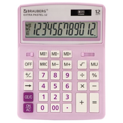 Калькулятор настольный BRAUBERG EXTRA PASTEL-12-PR (206x155 мм), 12 разр., дв. пит., сиреневый