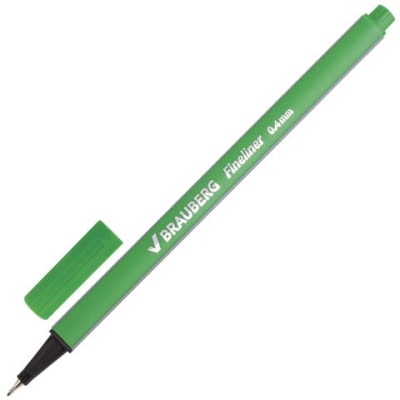 Ручка капиллярная BRAUBERG "Aero", СВЕТЛО-ЗЕЛЕНАЯ, метал. нак-к, 0,4 мм, 142250