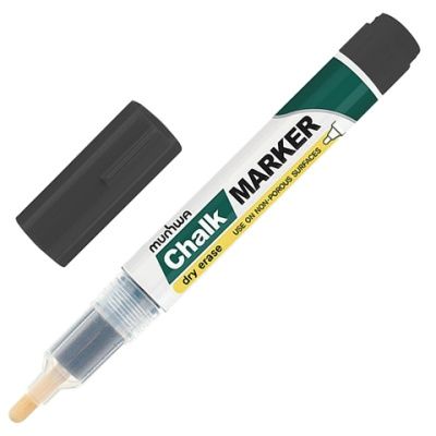 Маркер меловой MUNHWA "Chalk Marker", сухостираемый, 3 мм, на спиртовой основе, черный, CM-01
