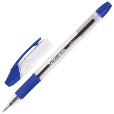 Ручка шариковая с грипом BRAUBERG "Samurai", СИНЯЯ, 0,7 мм, линия 0,35 мм, 141149