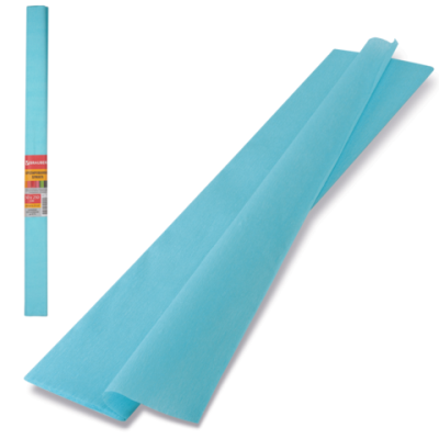 Цветная бумага крепированная плотная, растяж. до 45%, 32 г/м2, BRAUBERG, рулон, голубая, 50х250 см