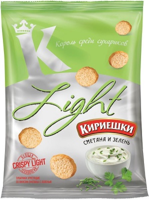 Сухарики Кириешки Light со вкусом сметаны и зелени, 80 г