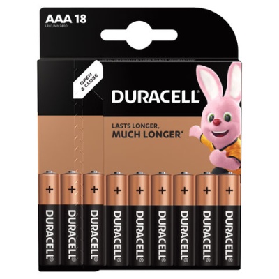 Батарейки DURACELL Basic, AAA (LR03, 24А), алкалиновые, комплект 18 шт., в блистере, 81483686 453559