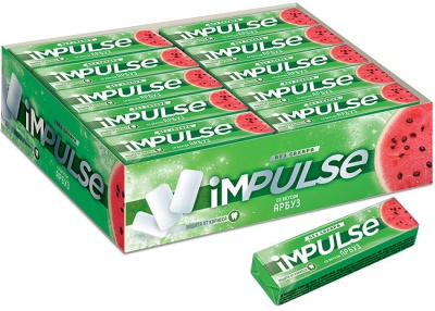 Жевательная резинка «Impulse» вкусом арбуза, без сахара, 14 г