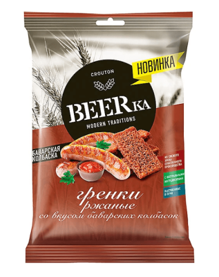 Гренки Beerka со вкусом баварских колбасок, 60 г