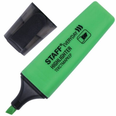 Текстовыделитель STAFF "EVERYDAY", зеленый, скошенный наконечник, 1-5 мм, 151639