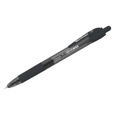 Ручка шариковая автоматическая Berlingo "Classic Pro" черная, 0,7мм, грип CBm_70923