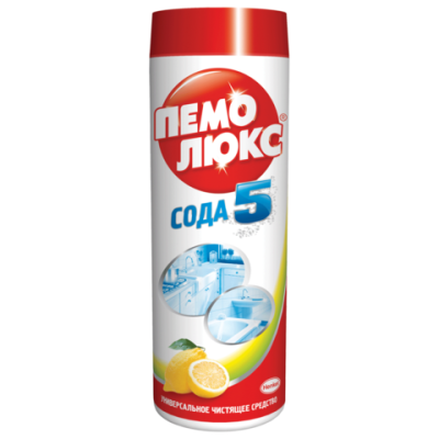 Чистящее средство ПЕМОЛЮКС 480г, Сода-5 "Лимон", порошок, ш/к 80739