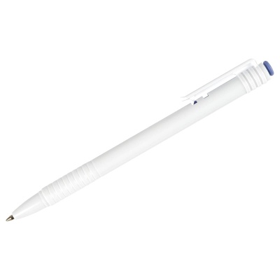 Ручка шариковая автоматическая СТАММ "500" синяя, 0,7мм, белый корпус, РША-30414