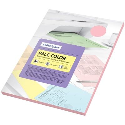 Бумага цветная OfficeSpace "Pale Color", А4, 80г/м2, 100л., (розовый), PC_38235