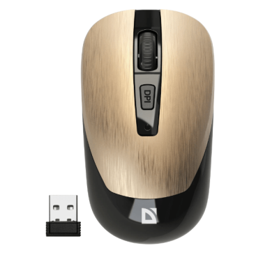 Мышь DEFENDER WAVE MM-995, USB, оптическая, беспроводная, золото [52994]