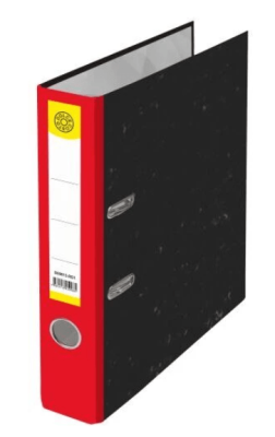 Папка-регистратор DOLCE COSTO 50 мм черный мрамор с красным корешком, с метал. кольцом, D00013-RD1