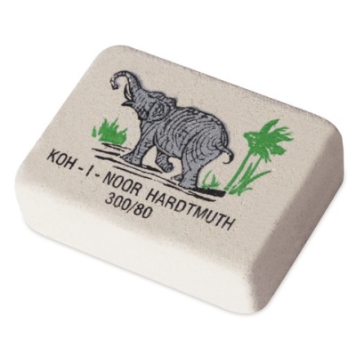 Ластик KOH-I-NOOR "Слон", 26х18,5х8 мм, белый/цветной, прямоугольный, натуральный каучук, 300/80