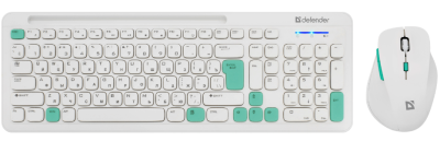Набор беспроводной клавиатура + мышь Defender CERRATO C-978, USB, белый/голубой [45978]