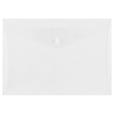 Папка-конверт на кнопке СТАММ А4, 150мкм, пластик, прозрачная, бесцветная, ММ-32272