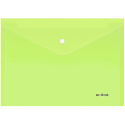 Папка-конверт на кнопке Berlingo "Starlight", А4, 180мкм, прозрачная салатовая AKk_04119