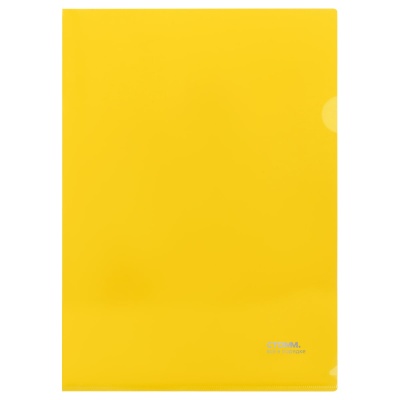 Папка-уголок СТАММ А4, 180мкм, пластик, прозрачная, желтая, ММ-30943