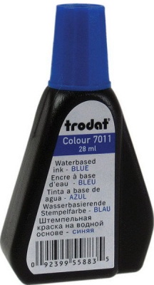 Краска штемпельная TRODAT, синяя, 28 мл, на водной основе, 7011с 220735