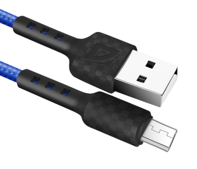 Кабель Defender F181, USB 2.0 (AM) - microUSB 2.0 (BM), 1м, 2.4А, нейлон. опл., синий [87115BLU]