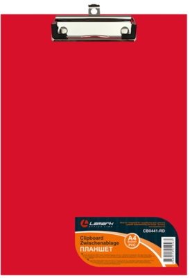 Планшет с верхним зажимом LAMARK А4, PVC, красный CB0441-RD