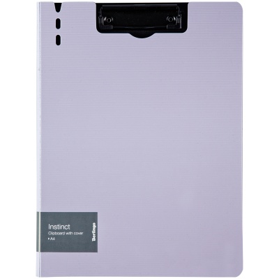 Папка-планшет с зажимом Berlingo "Instinct", A4, пластик, лаванда/черный PPf_93203