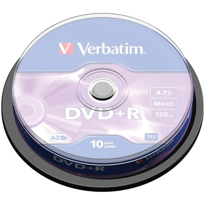 Диск DVD+R 4.7Gb Verbatim 16x Cake Box (10шт) 43498