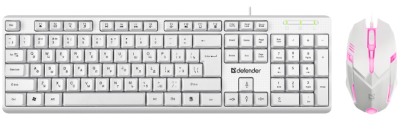 Набор проводной клавиатура + мышь Defender MOTION C-977, 1.8м, USB, белый [45977]