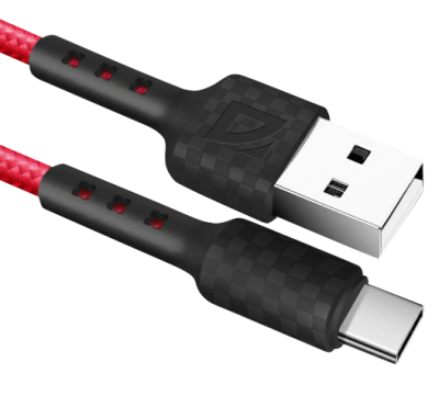 Кабель DEFENDER F181 USB 2.0 (AM) - Type C, 1 м, 2.4 А, красный [87113RED]